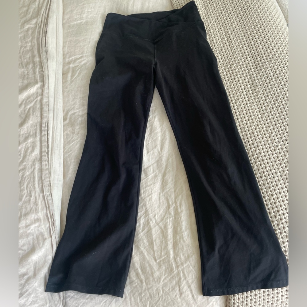 Danskin Black Crossed Flared Leggings with Slit